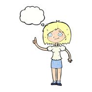 cartoon woman with idea thought bubble N259