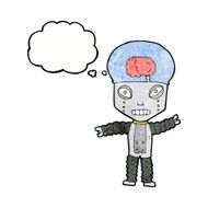cartoon future robot with thought bubble N10