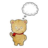 cartoon bear waving with thought bubble N3