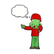 cartoon alien monster man with thought bubble N21