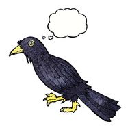 cartoon crow with thought bubble N16