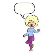 cartoon woman dancing with speech bubble N32