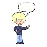 cartoon pointing boy with speech bubble N34