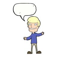 cartoon grinning man with speech bubble N101