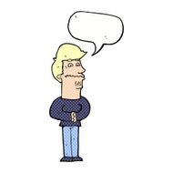 cartoon nervous man with speech bubble N159