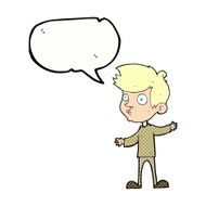 cartoon curious boy with speech bubble N44