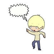 cartoon worried boy pointing with speech bubble N12