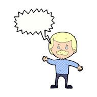 cartoon dad waving with speech bubble N12