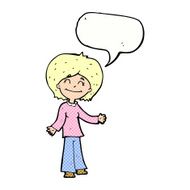 cartoon happy woman with speech bubble N296