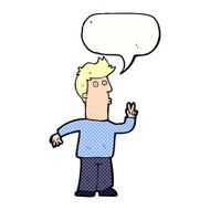 cartoon man signalling with hand speech bubble N8