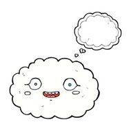 happy cartoon cloud with thought bubble N17