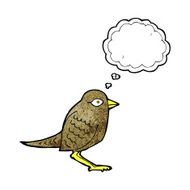 cartoon garden bird with thought bubble N41