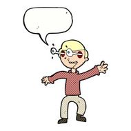 cartoon amazed boy with speech bubble N19
