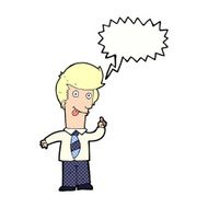cartoon office man with crazy idea speech bubble N11