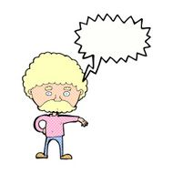 cartoon man with mustache making camp gesture speech bubble N12