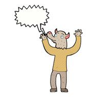 cartoon happy werewolf man with speech bubble N8