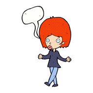 cartoon confused woman with speech bubble N99