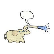 cartoon elephant squirting water with speech bubble N23