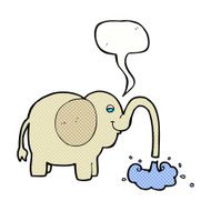 cartoon elephant squirting water with speech bubble N24