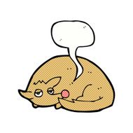 cartoon curled up dog with speech bubble N12