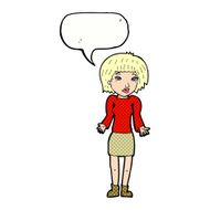 cartoon woman shrugging shoulders with speech bubble N576