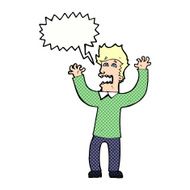 cartoon terrified man with speech bubble N251