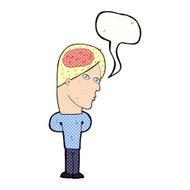 cartoon man with big brain speech bubble N12