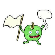 cartoon apple with flag speech bubble N11