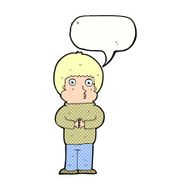 cartoon shy boy with speech bubble N23