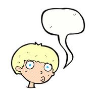 cartoon surprised boy with speech bubble N34
