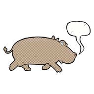 cartoon hippopotamus with speech bubble N10