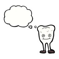 cartoon happy tooth with thought bubble N42