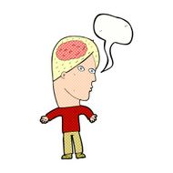 cartoon man with brain symbol speech bubble N24