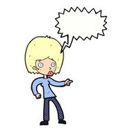 cartoon woman pointing with speech bubble N249