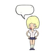 cartoon woman with hands on hips speech bubble N253