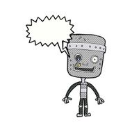 cartoon funny robot with speech bubble N95