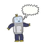 cartoon funny robot with speech bubble N96