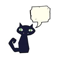 cartoon black cat with speech bubble N31