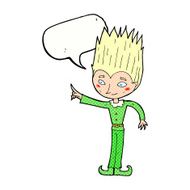 cartoon magic christmas elf with speech bubble N12