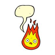 cartoon friendly fireball with speech bubble N20
