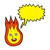 cartoon friendly fireball with speech bubble N21
