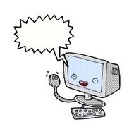 cartoon computer with speech bubble N11
