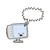 cartoon computer screen with speech bubble N13