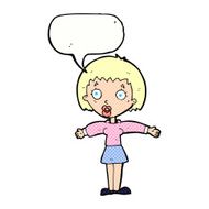 cartoon shocked woman with speech bubble N114