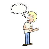 cartoon man making excuses with speech bubble N12