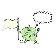 cartoon funny apple with flag speech bubble N11