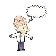 cartoon angry old man with speech bubble N170