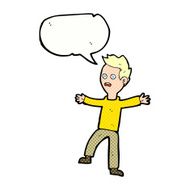 cartoon startled boy with speech bubble N36