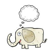 cartoon baby elephant with thought bubble N10