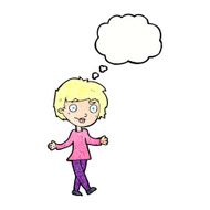cartoon confused woman with thought bubble N90